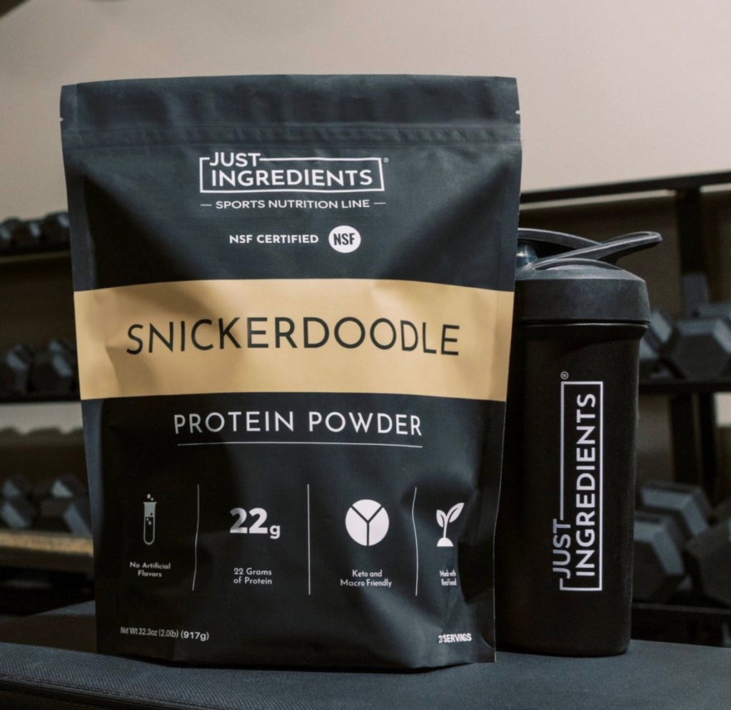 Just Ingredients Snickerdoodle Protein Powder
(NSF) - Pea/Whey - 22g Protein - 32.3oz/25
Servings