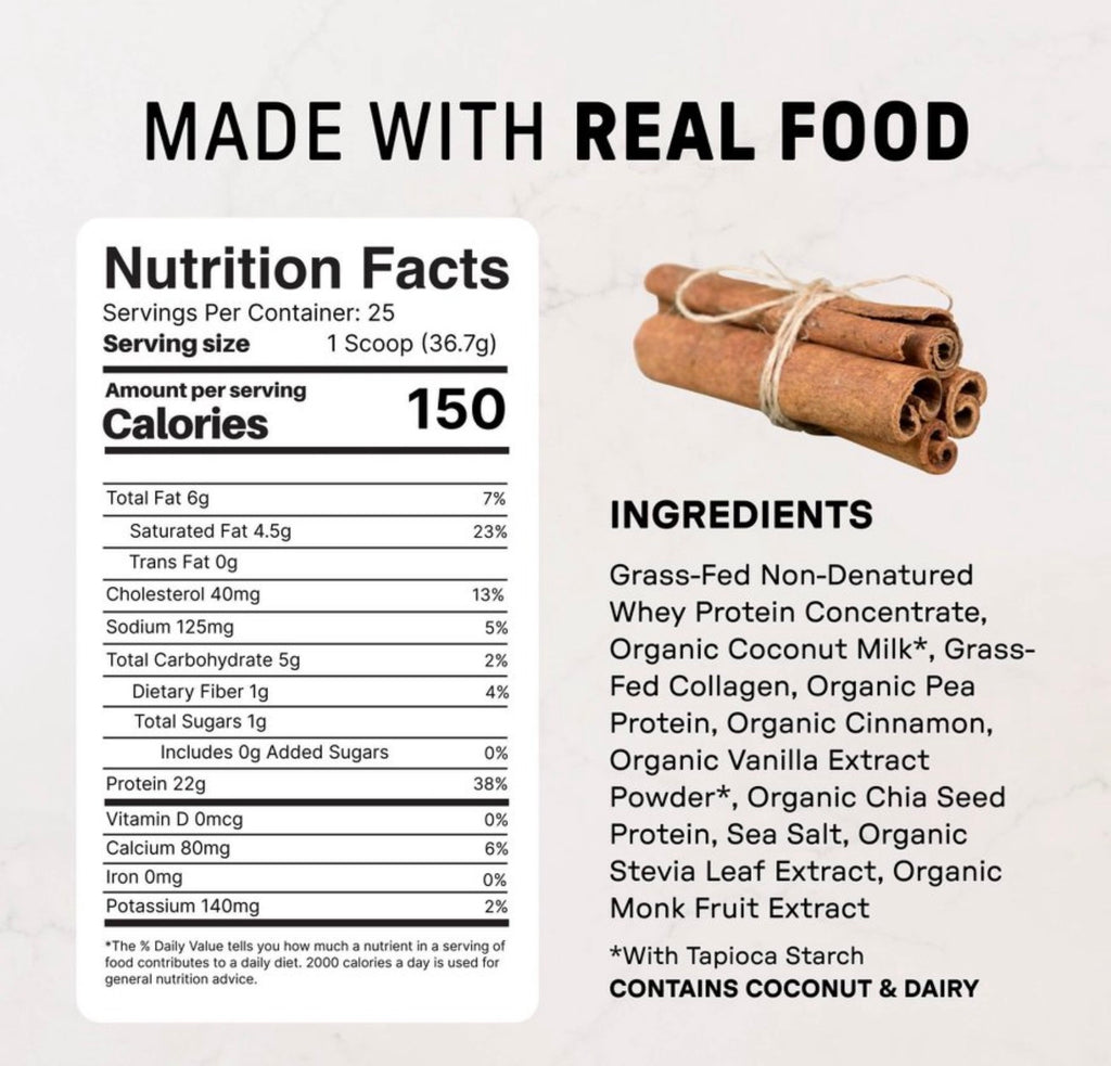 Just Ingredients Snickerdoodle Protein Powder
(NSF) - Pea/Whey - 22g Protein - 32.3oz/25
Servings
