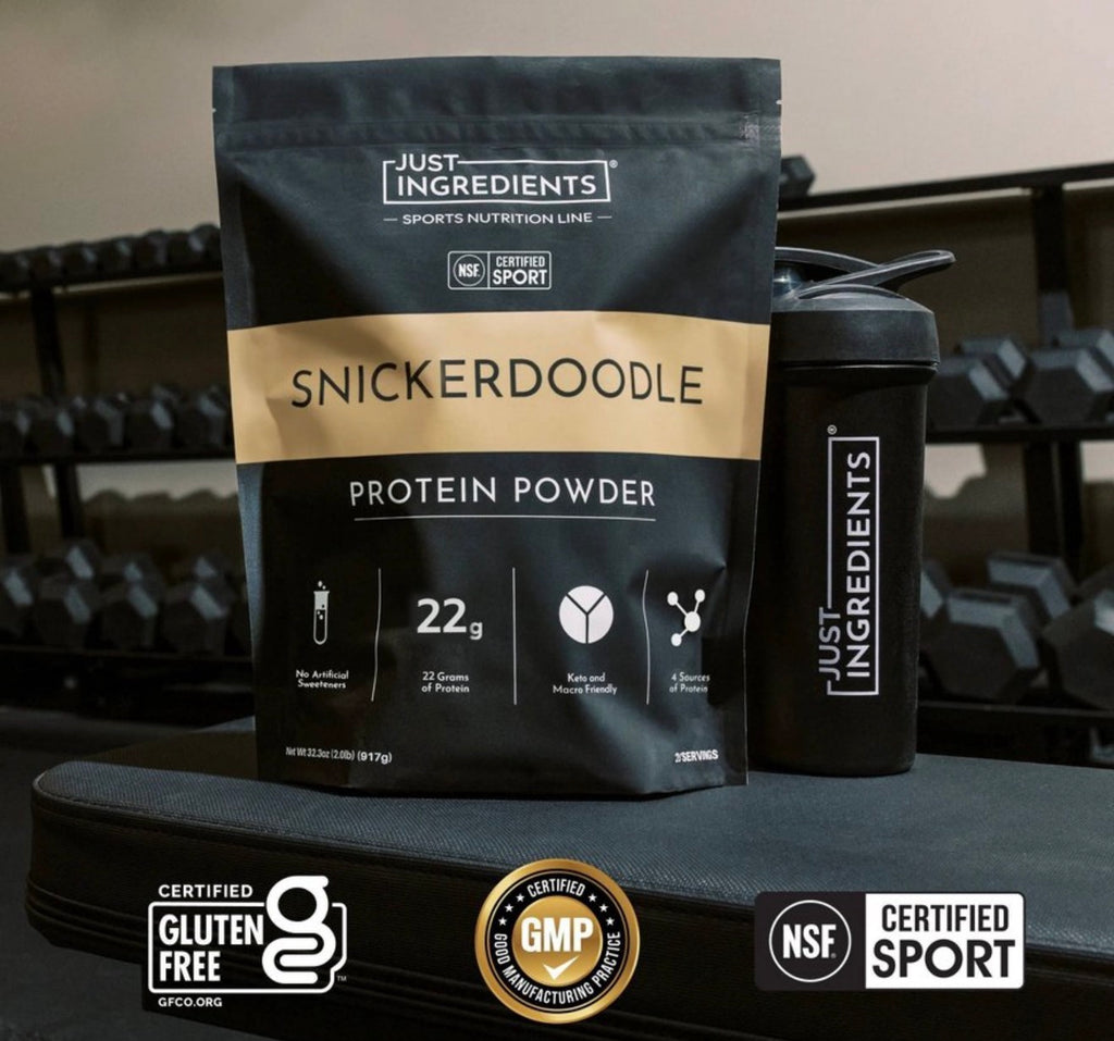 Just Ingredients Snickerdoodle Protein Powder
(NSF) - Pea/Whey - 22g Protein - 32.3oz/25
Servings